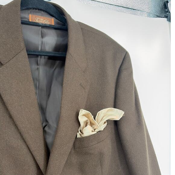 Tasso Elba Camelhair Men Blazer Sz 44L Chocolate Quiet Luxury Old Money Heritage - Picture 3 of 14